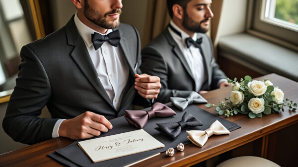 découvrez notre guide complet pour choisir le nœud papillon idéal pour un mariage. apprenez à harmoniser les couleurs, les motifs et le style pour un look parfaitement assorti, que ce soit pour le marié, les témoins ou les invités. des astuces pratiques et des conseils de mode vous attendent pour faire de votre célébration un moment inoubliable.
