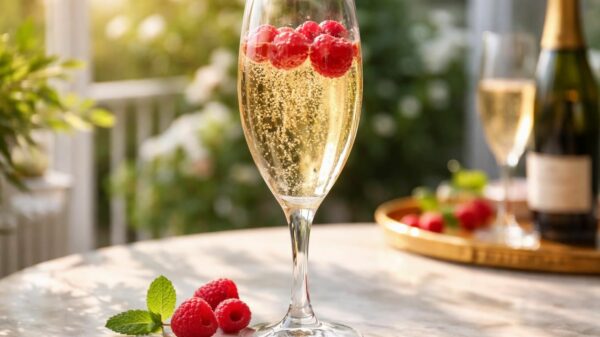 découvrez l'élégance et la fraîcheur dans chaque gorgée de notre cocktail unique alliant champagne et framboise, parfait pour vos moments d'exception.