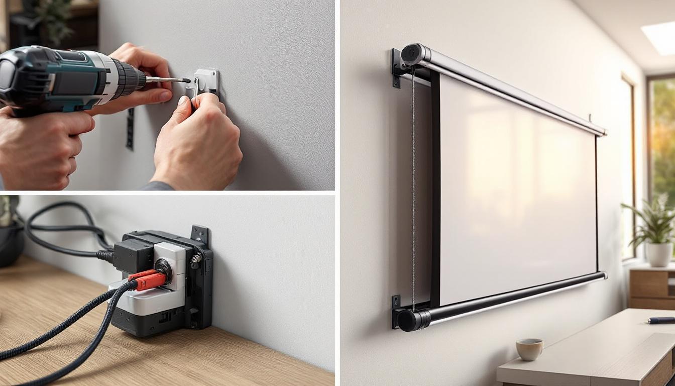 découvrez notre guide d'installation complet pour un écran de projection motorisé, avec des étapes claires et faciles à suivre pour un montage rapide et efficace.