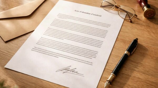 découvrez un modèle détaillé de lettre pour formaliser l'abandon d'usufruit, facilitant vos démarches juridiques avec un document clair et complet.