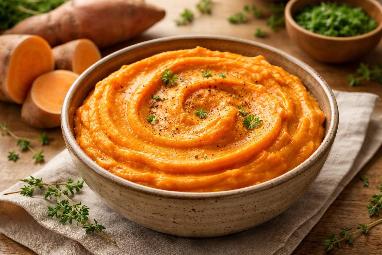 découvrez une recette facile et rapide de purée de patate douce onctueuse, prête en seulement 15 minutes pour un repas savoureux et healthy.