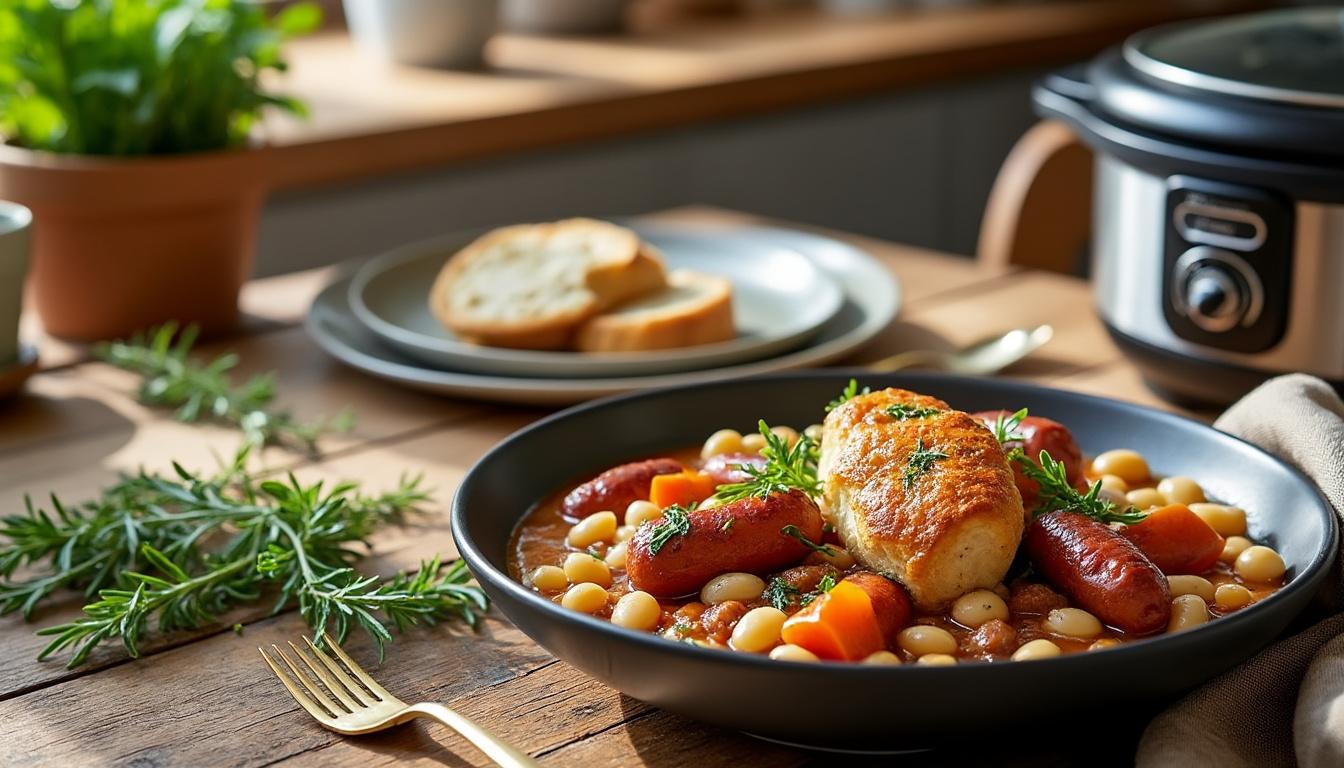 découvrez notre recette de cassoulet express au cookeo, une préparation rapide et simple qui ravira vos papilles. savourez ce plat traditionnel français revisité pour un repas convivial en un rien de temps.