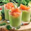 Appetizer with salted salmon and avocado